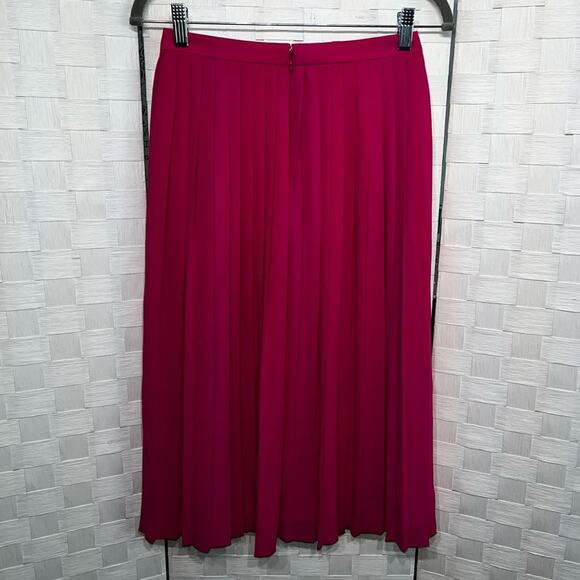 J. Crew Women’s Hot Pink Pleated Midi Skirt Size 00 Barbie Pink Preppy Classy - Picture 4 of 12